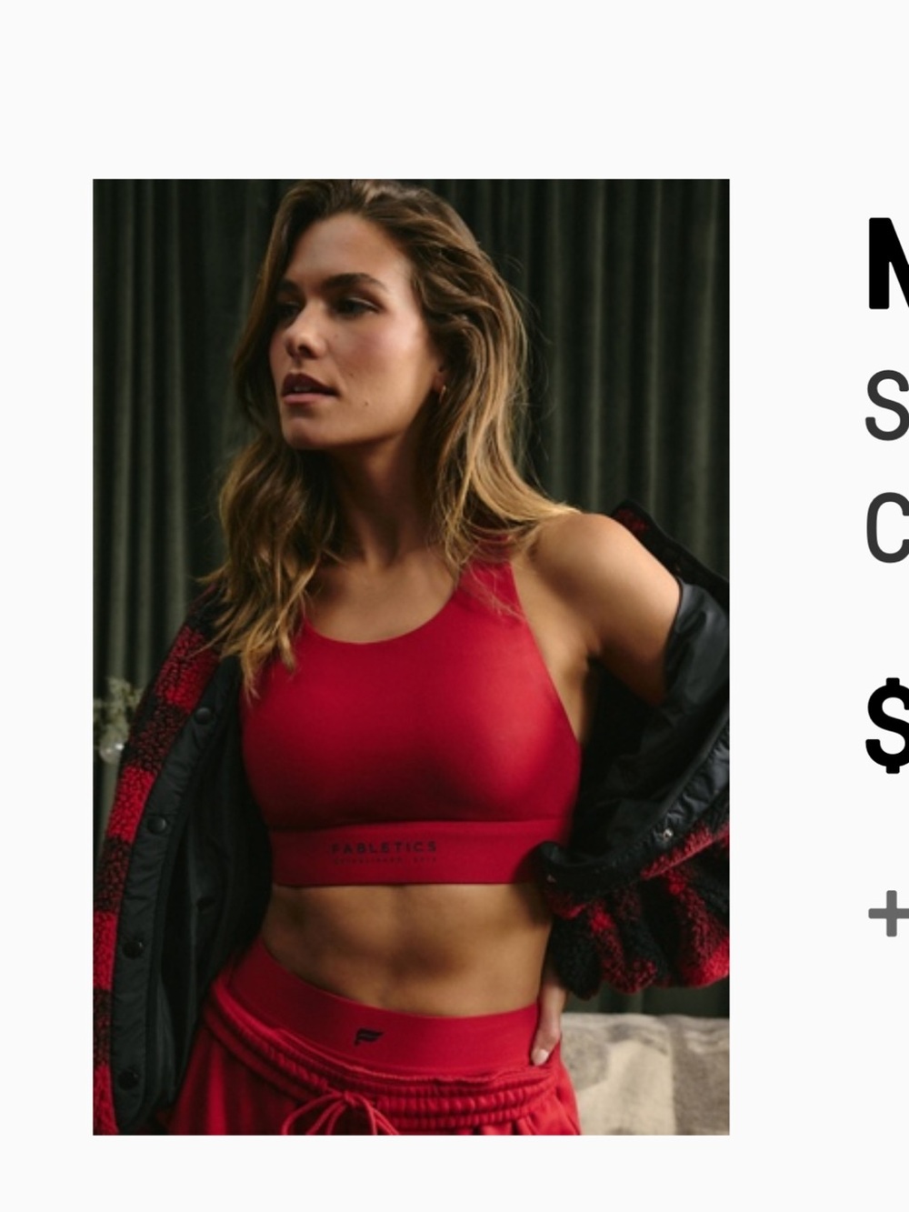 Fabletics Women's High-Neck Sports Bra - Red